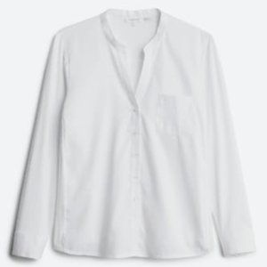 CALVIN KLEIN Frany Cotton Button Down Knit Back Non Iron Top  1X | White NWT